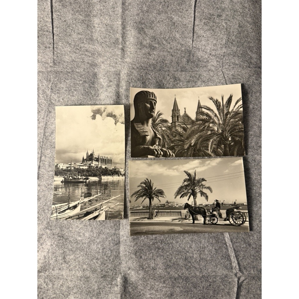 Vintage 1960s black/white Mallorca Palma postcards, lot of 3, blank